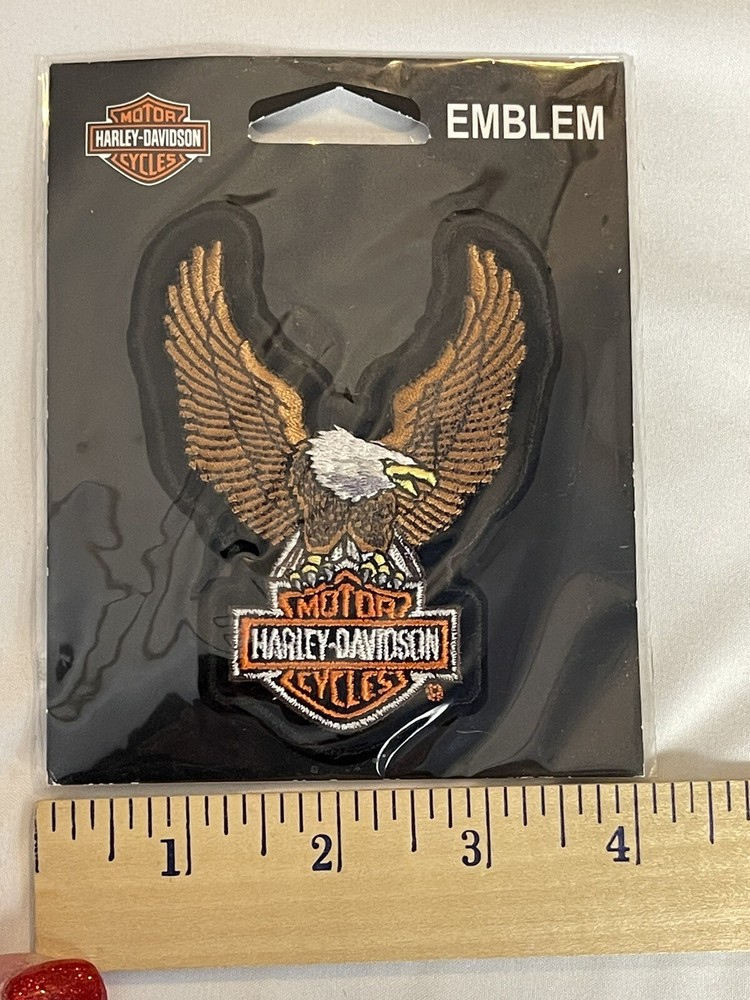 Harley Davidson UpWing Eagle Emblem - Brown Sew On - New