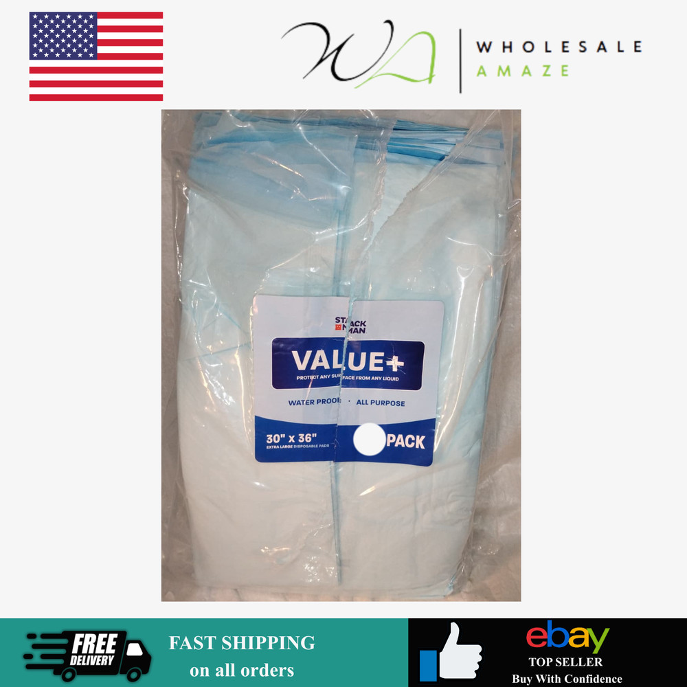 StackMan Value+ Disposable Underpads 30" x 36" Extra Large Waterproof