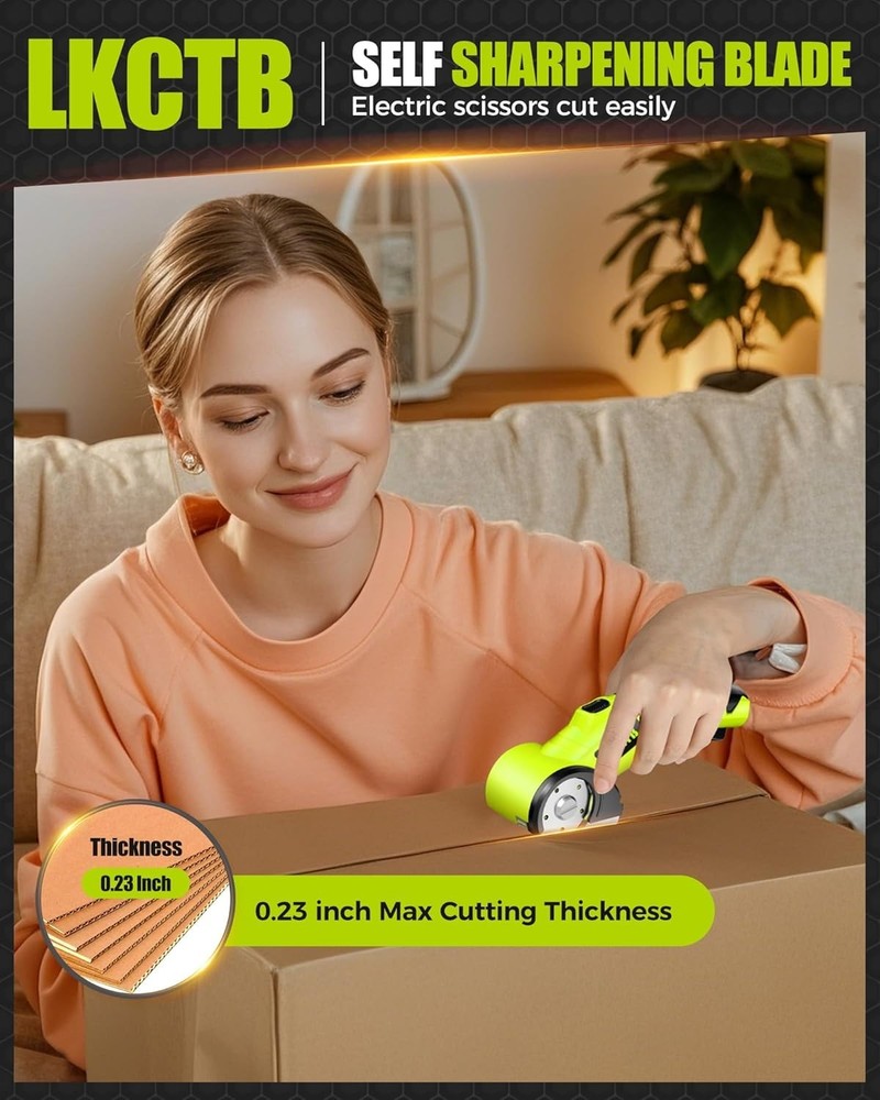 Electric Scissors, Cardboard Cutter, With LED Light, High-Efficiency Brushless