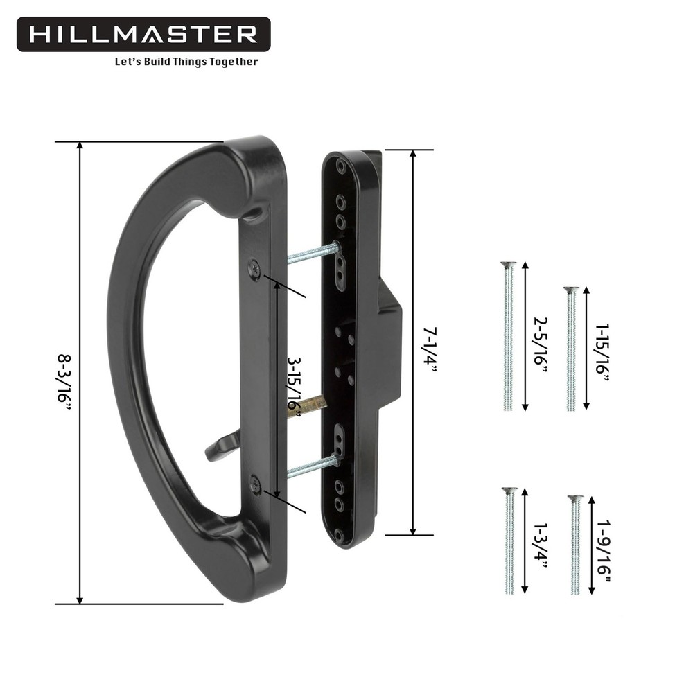 HILLMASTER Patio Door Handle Set with + Mortise Lock, Black