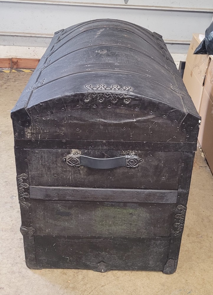 Antique Large Handmade Camelback Trunk
