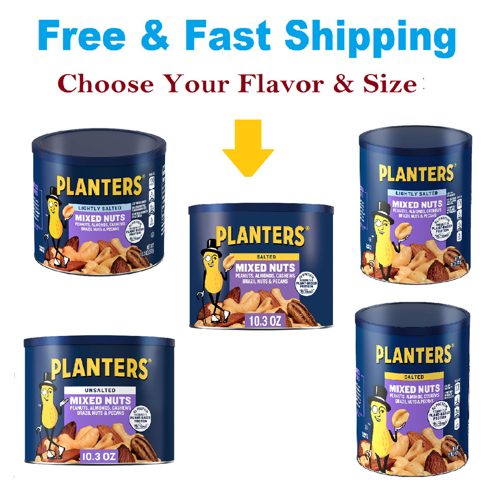 PLANTERS Mixed Nuts, Party Snacks, Plant-Based Protein, (Select Flavor & Size)