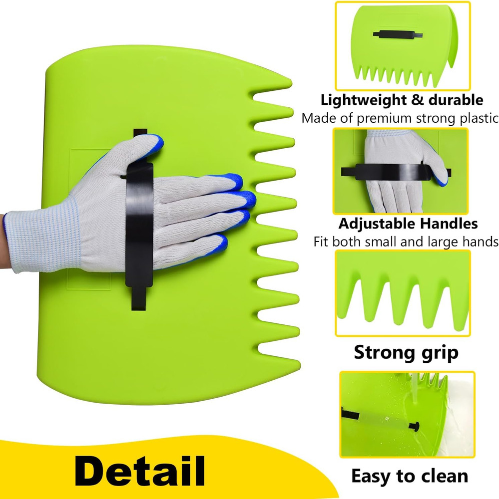 2 Sets Leaf Scoops Hand Rakes with Gloves Large Plastic Leaf Grabbers