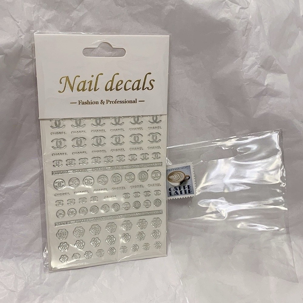 5D Nail Art Stickers Silver Lux