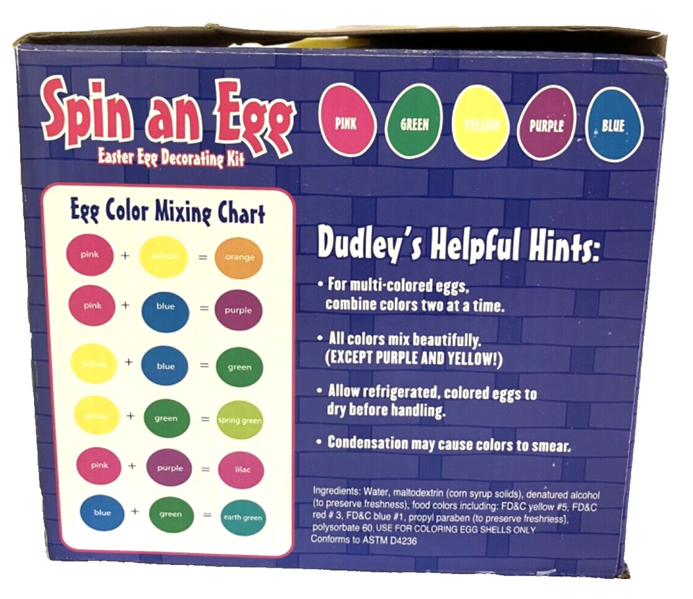NIB Vintage Dudley's SPIN AN EGG Easter Egg Decorating Kit complete