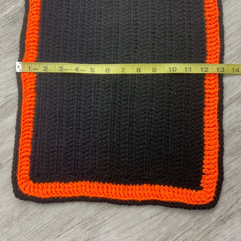 Black Orange Knit Rectangular Placemat Table Topper Doily Runner 13” x 17”