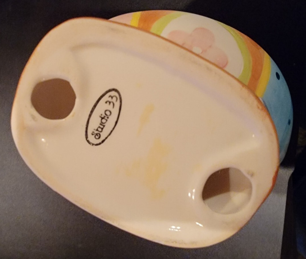 Studio 33 Pedestal Dish - Easter Bunny Holding Egg