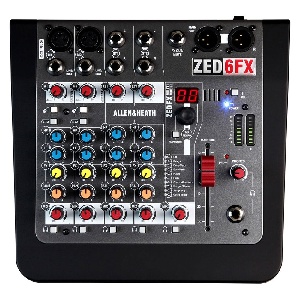 Allen & Heath ZED-6FX Compact 6 input analog mixer with FX