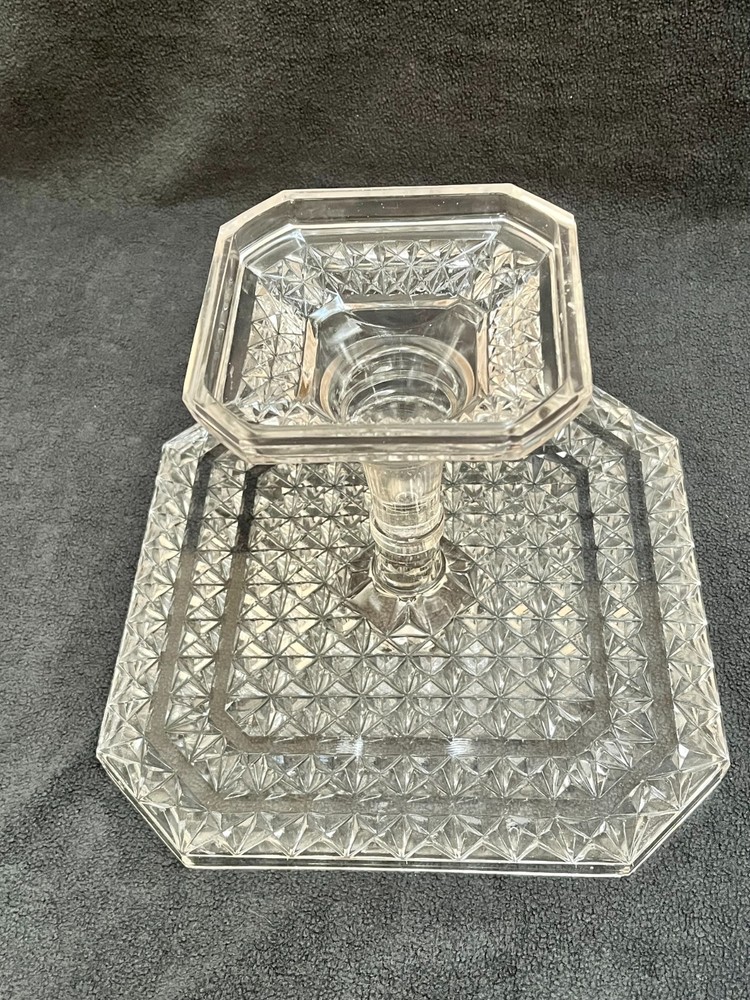 Diamond Pattern Cake Stand Campbell Jones & Co #83 Squared Fine Cut EAPG 1883
