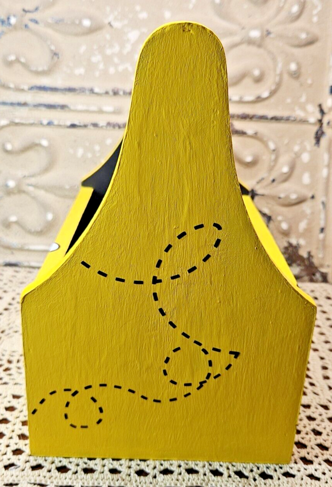Handmade Yellow and Black Bumblebee Multi-Compartment Toolbox Garden Caddy