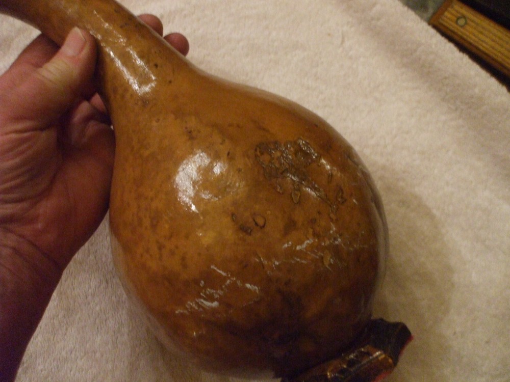 HAND PAINTED GOURD WITH PAINTED BIRD