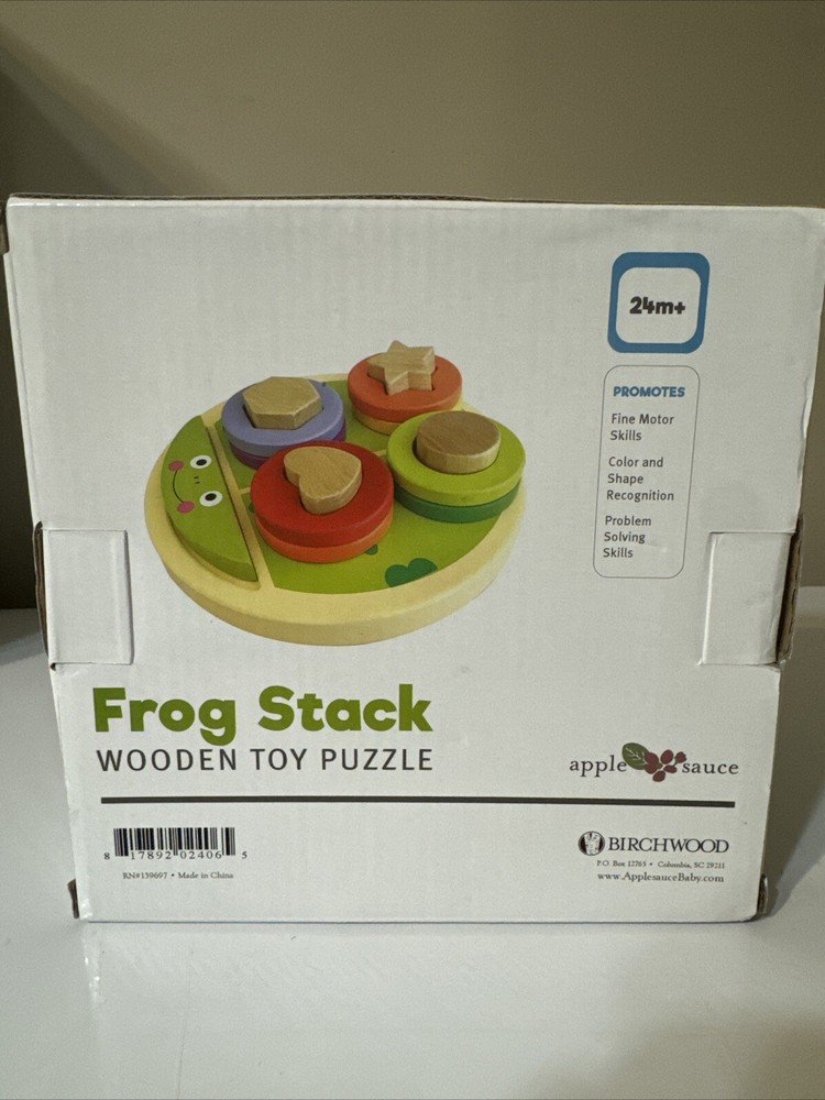 Frog Stack Wooden Toy Puzzle by Applesauce