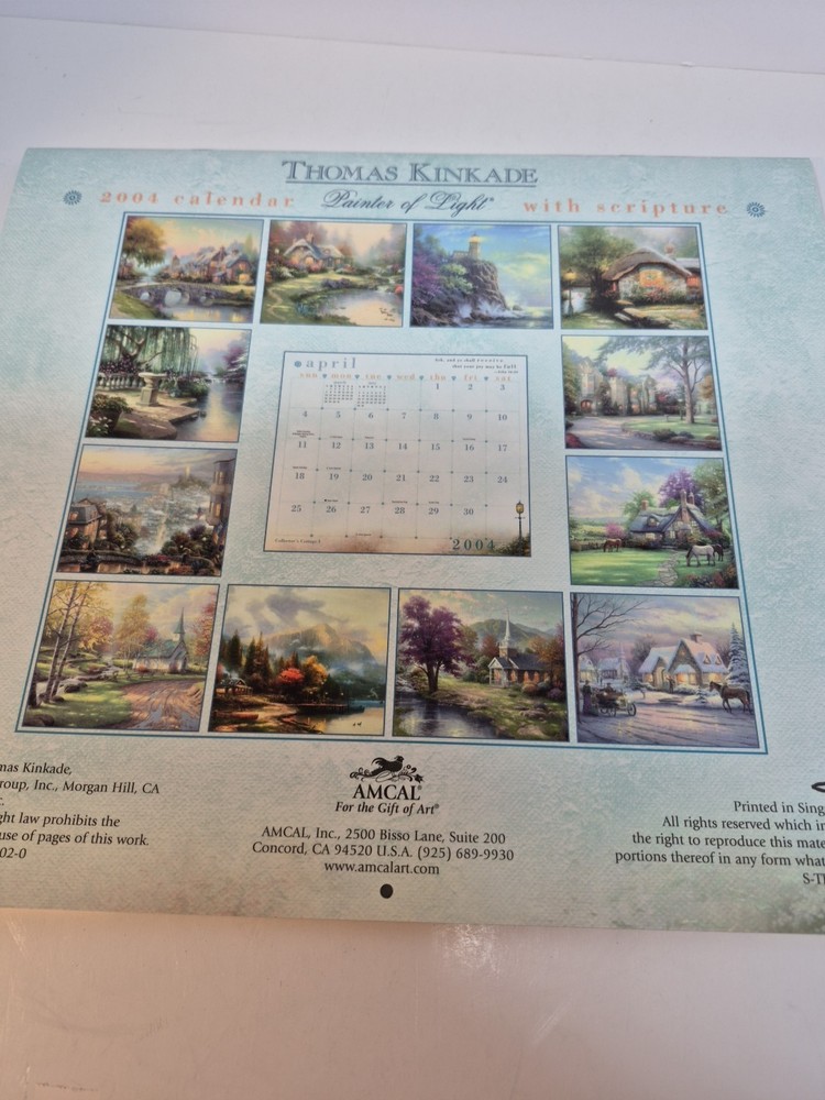 2004 Thomas Kinkade Painter Of Light Calendar With Scripture READ