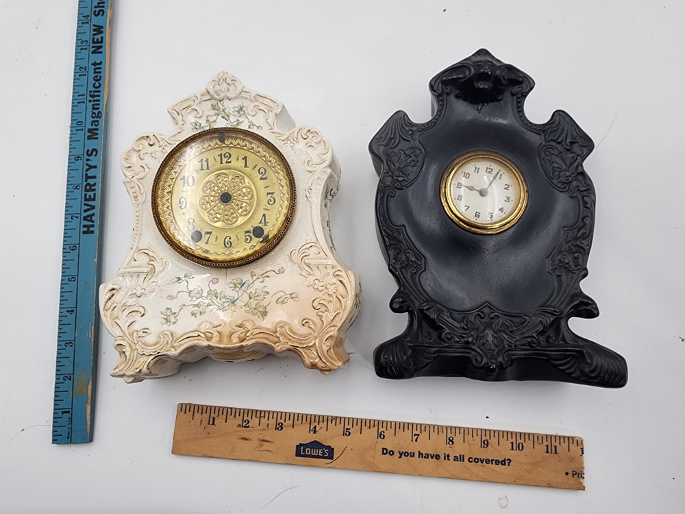 Two Clock Bodies, Porcelain maybe, fair condition