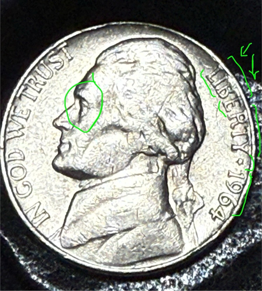 1964 One Of It’s Kind D Mint Nickel With Multiple Errors
