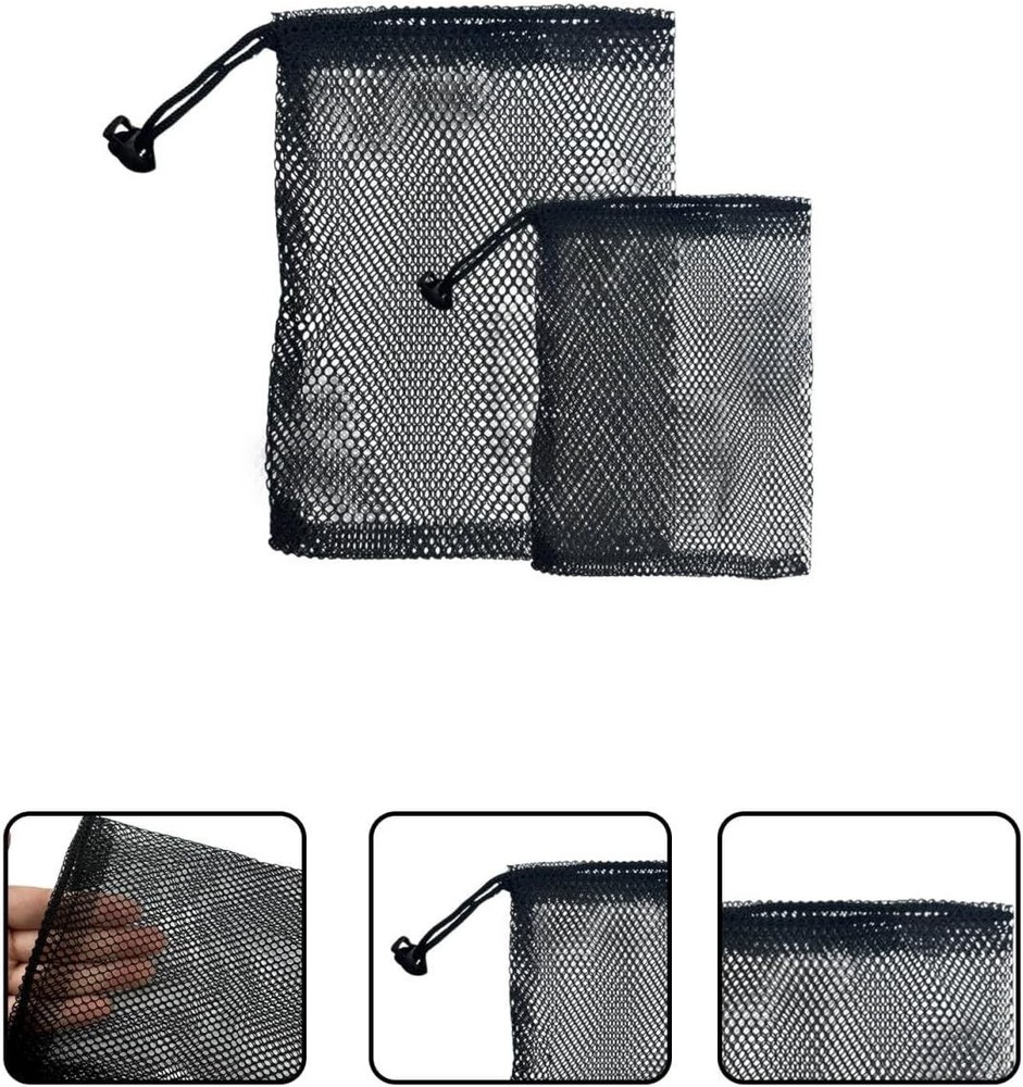 Nylon Drawstring Organizer Bags 10 Pcs Black