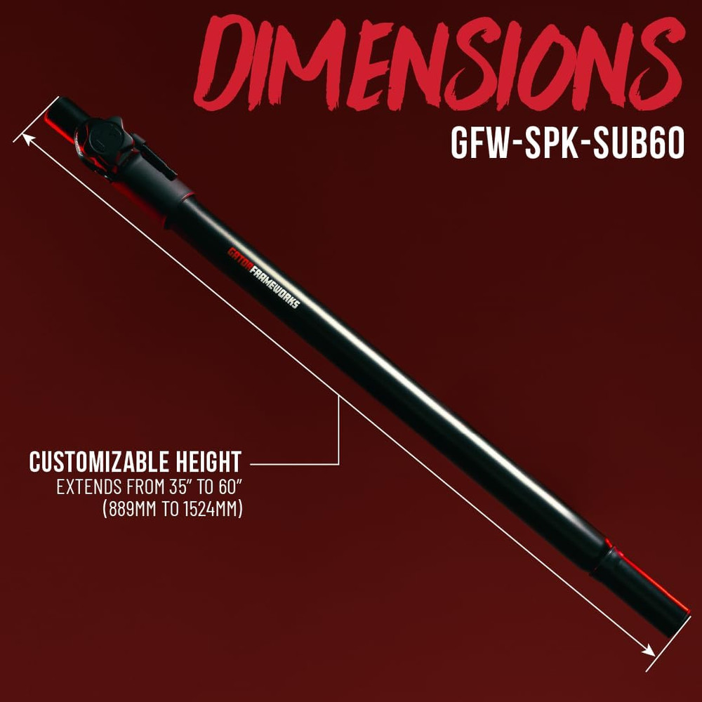 Gator Frameworks Standard Subwoofer/Speaker Pole Mount with Adjustable Height, (