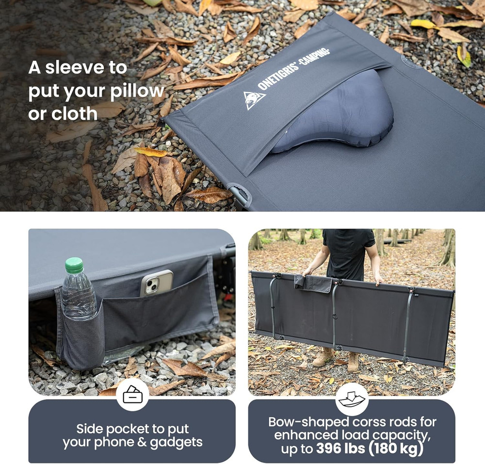 SUPRAGRIS Camping Cot, Support up to 400Lbs, Lightweight Comfortable Folding Bed