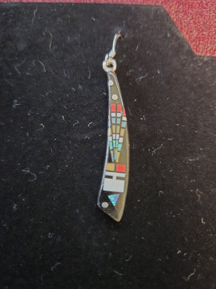 Sterling Silver Galaxy Inlay Long Dangle Earrings