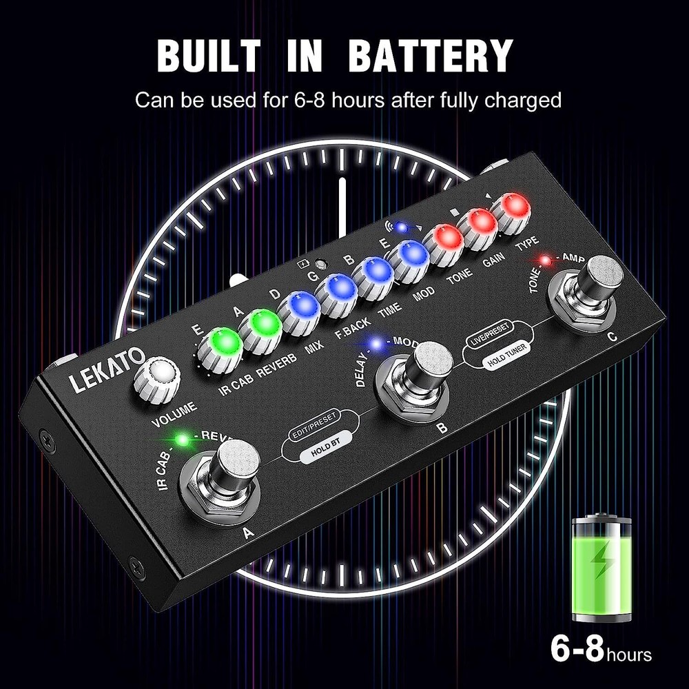 Multi Effects Guitar Pedal Reverb Delay Chorus Phaser, IR Loading 9 AMP Modes