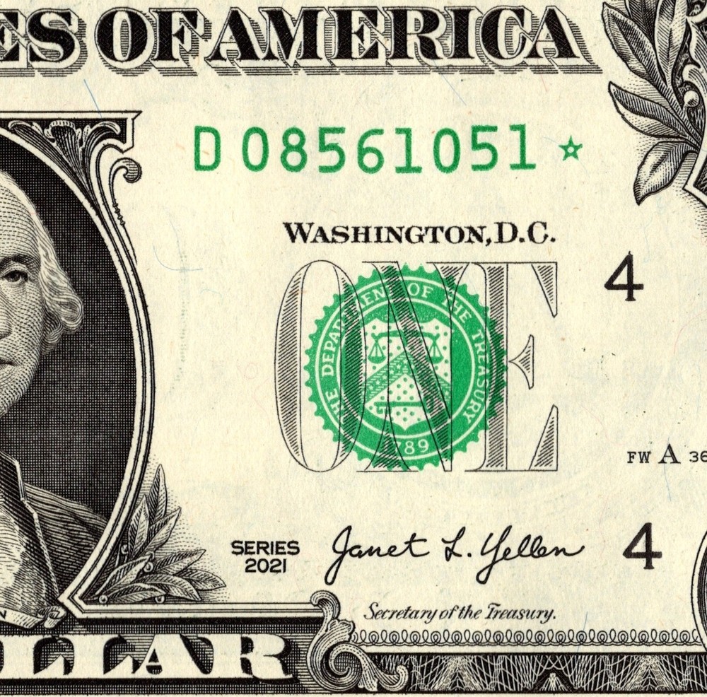 2021 D Star Note One Dollar Bill Regular Run Pack Note D08561051*