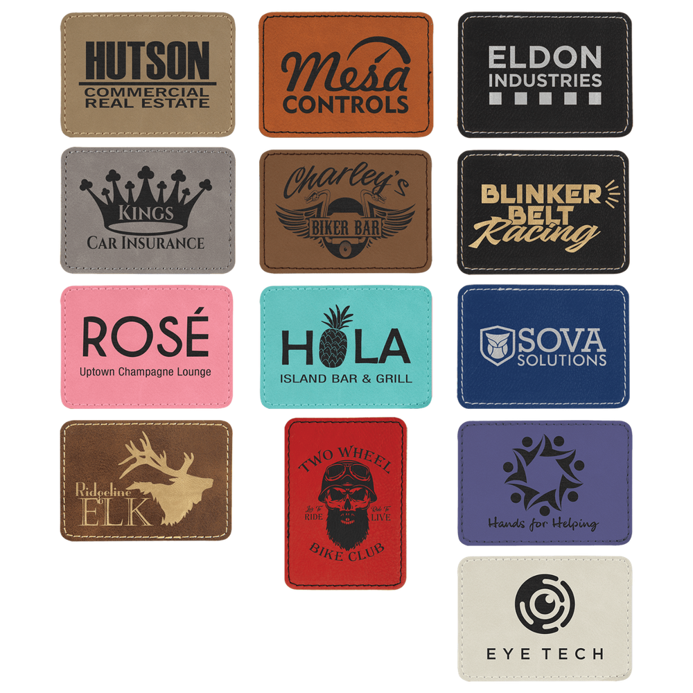 Blank Hat Patches, 10 Pack, Rectangle Laserable Leatherette Patch with Adhesive