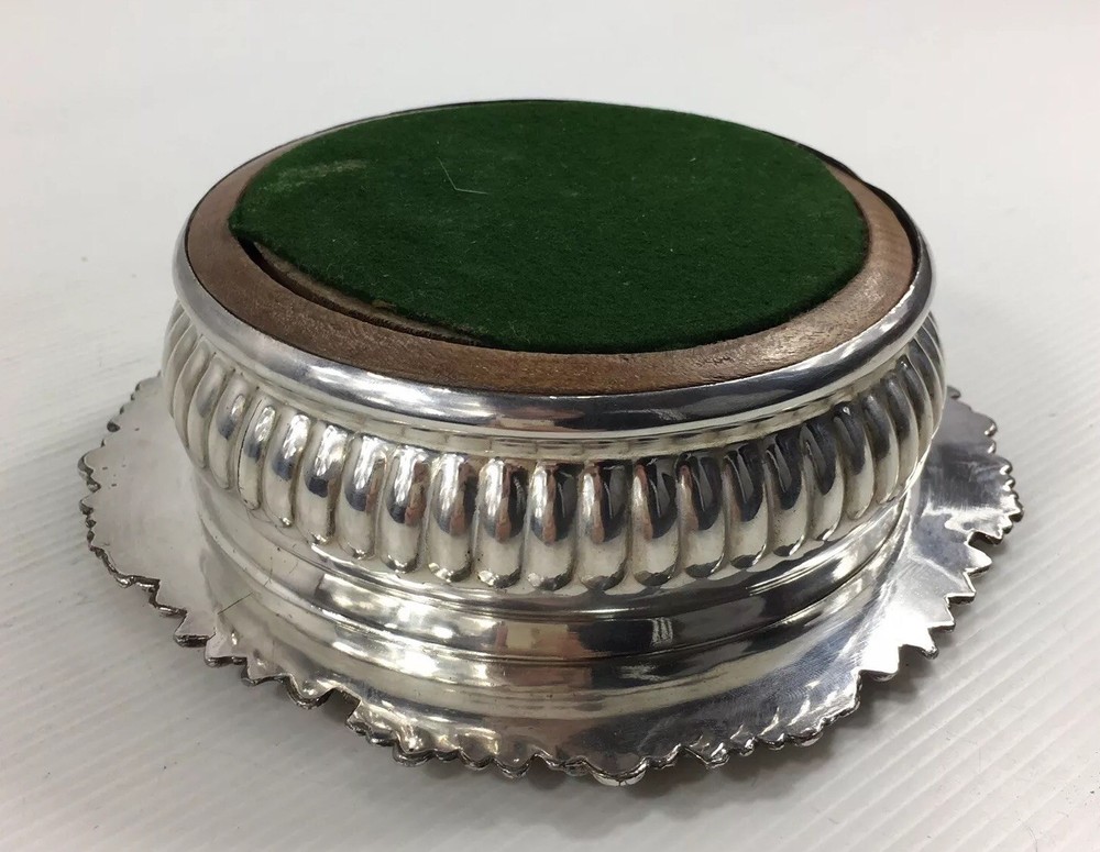 Antique Silver Plated Wine Coaster Fluted With Floral Design