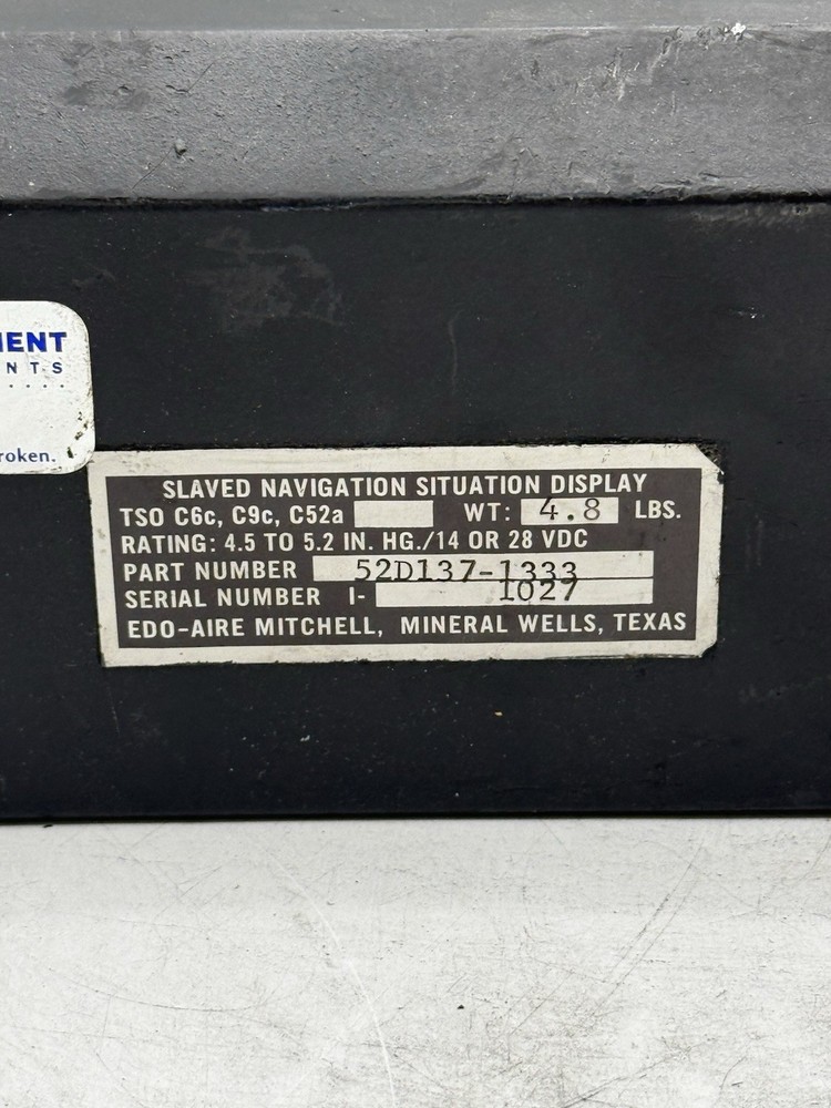 Edo-Aire Horizontal Situation Indicator Navigation Display 52D137-1333
