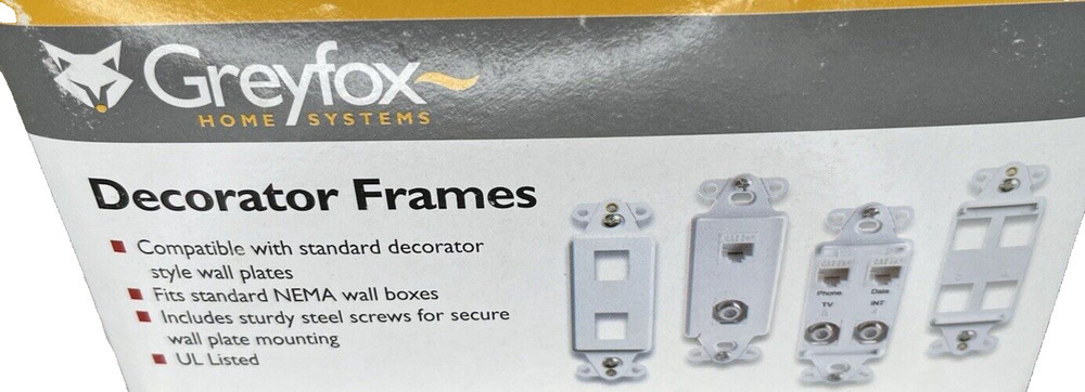 Greyfox Multimedia Decorator Frame, 2 Cat 5e & 2F-Connectors Factory Sealed
