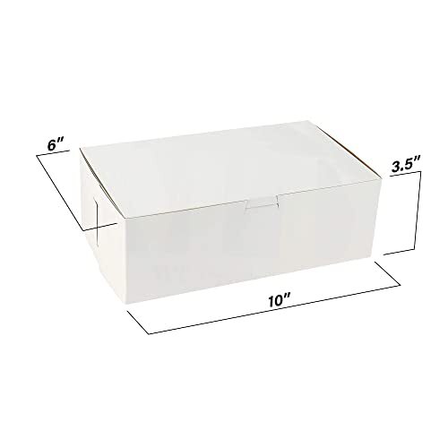 Cookie Boxes - 10" x 6" x 3 5" (15 Pieces) White Bakery Boxes No-Window -