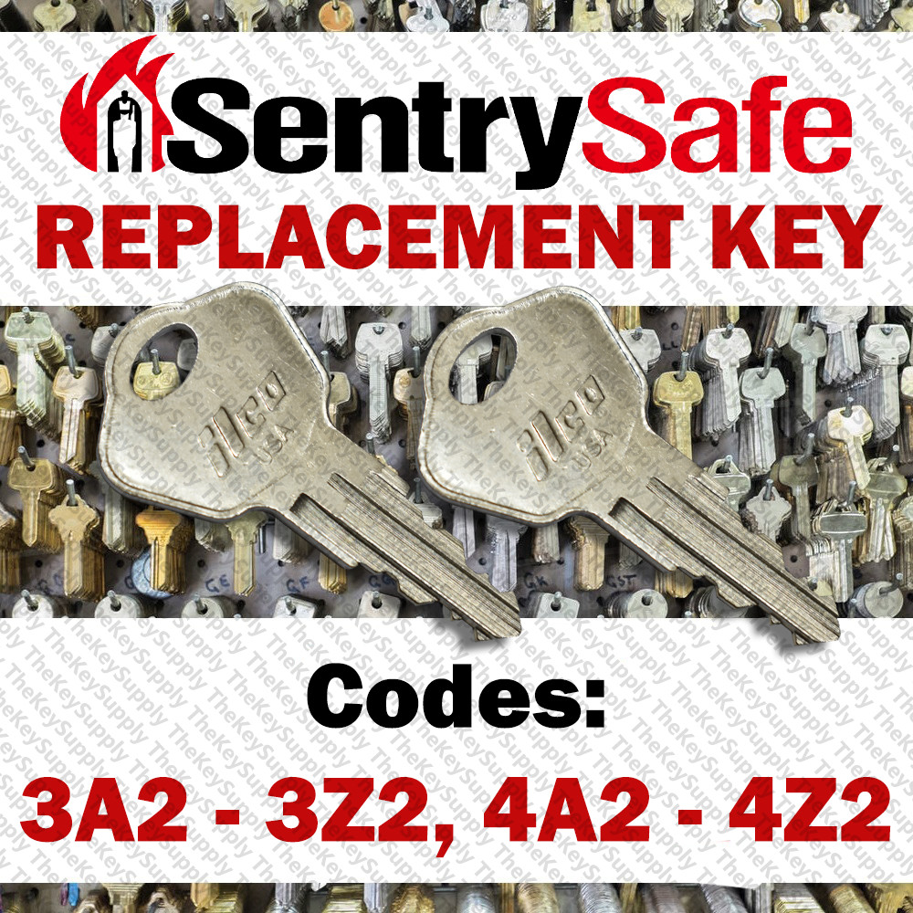 2 Sentry Safe Replacement Keys Cut To Your Code 3A2-3Z2 / 4A2-4Z2