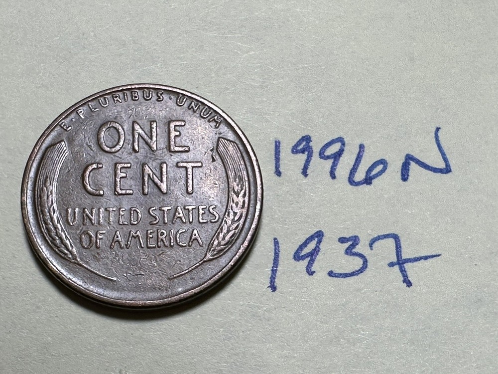 1937 1C Lincoln Cent WHEAT PENNY 1996N