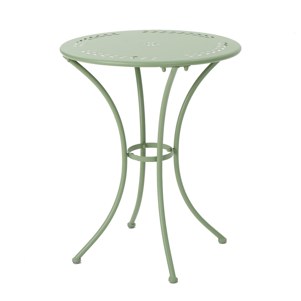 3-Piece Green Metal Bistro Set - Powder Coated Iron Table & Stackable Chairs