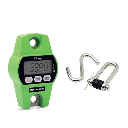 Durable Digital Hanging Scale for Hunting - 880 lb Max, Tare Function, Iron Hook