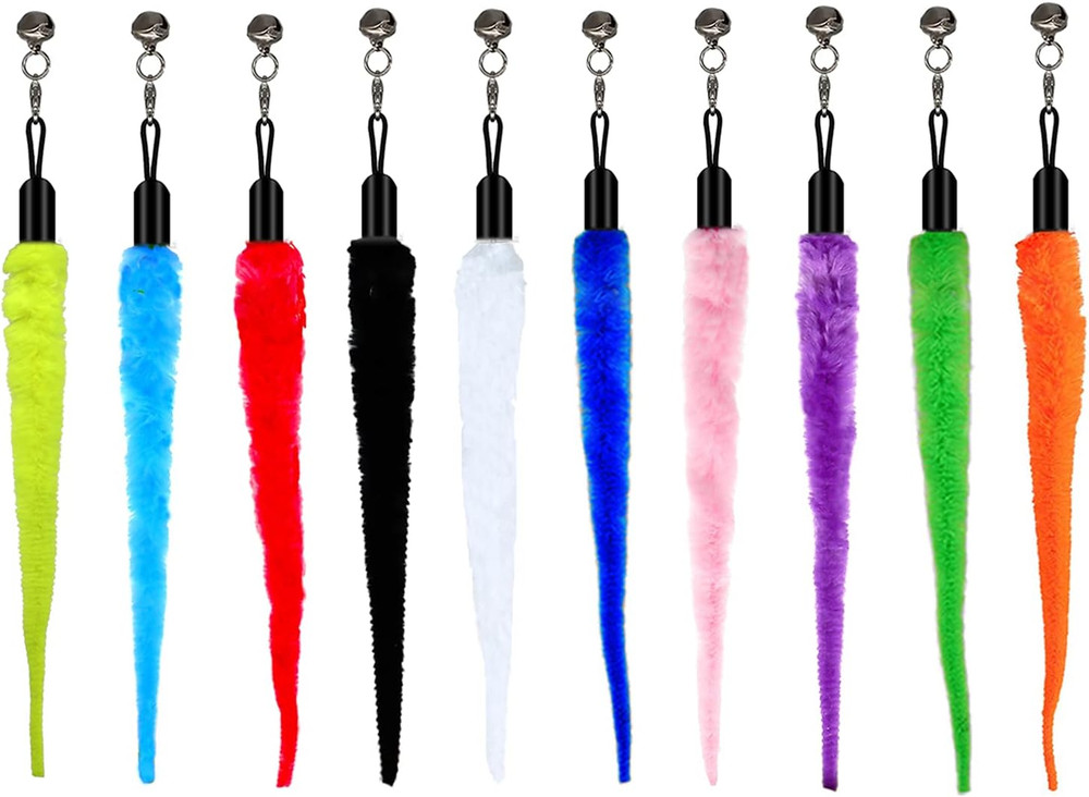 Cat Worm Toys 10 Pack Interactive Cat Wand Replacement, Wand Refill Attachments