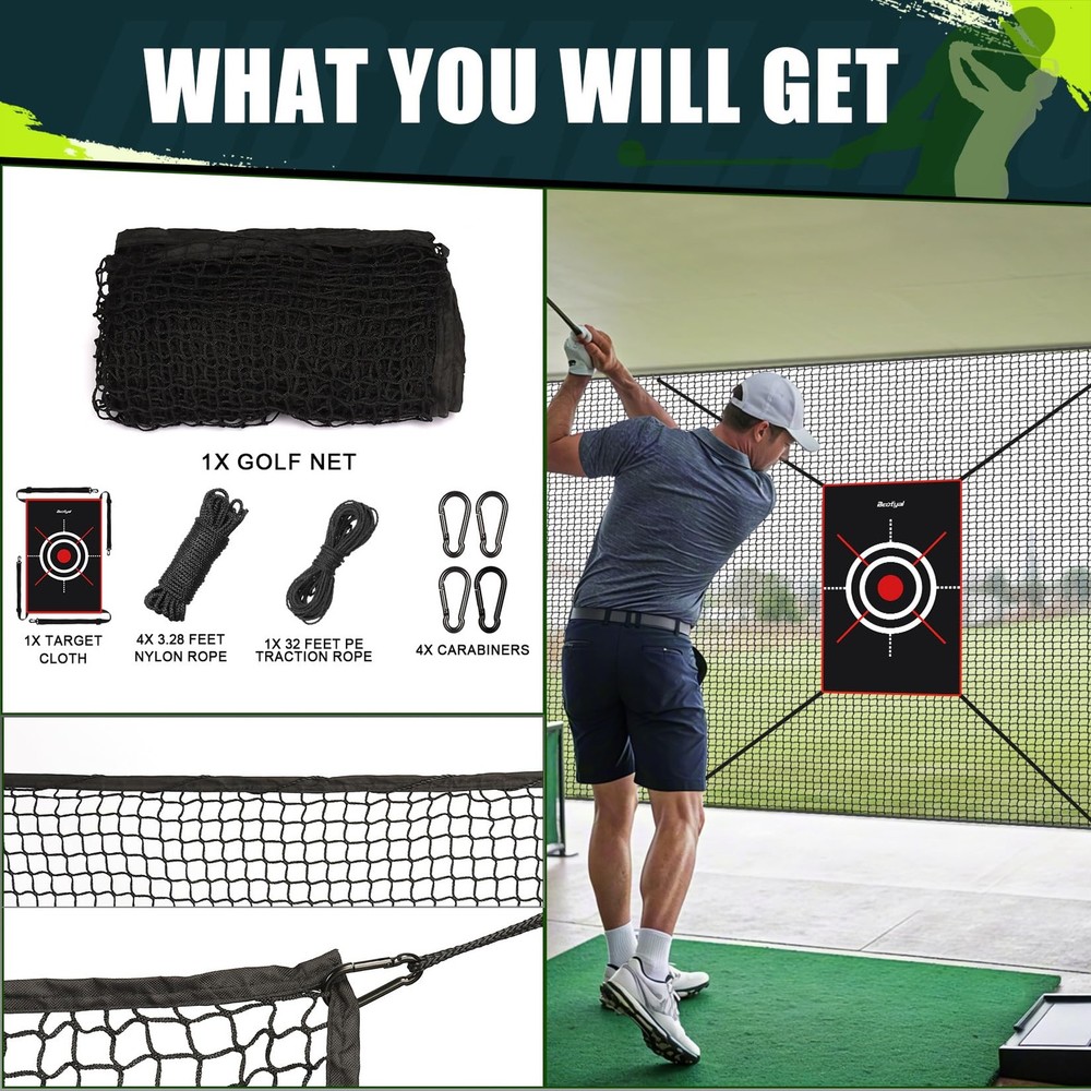Golf Netting 10X7Ft Golf Practice Net with Target, Sport Practice Barrier Net...