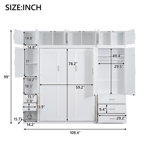 Multi-Functional Murphy Wall Bed with Lockers Wardrobe Video Storage Cabinet Bed