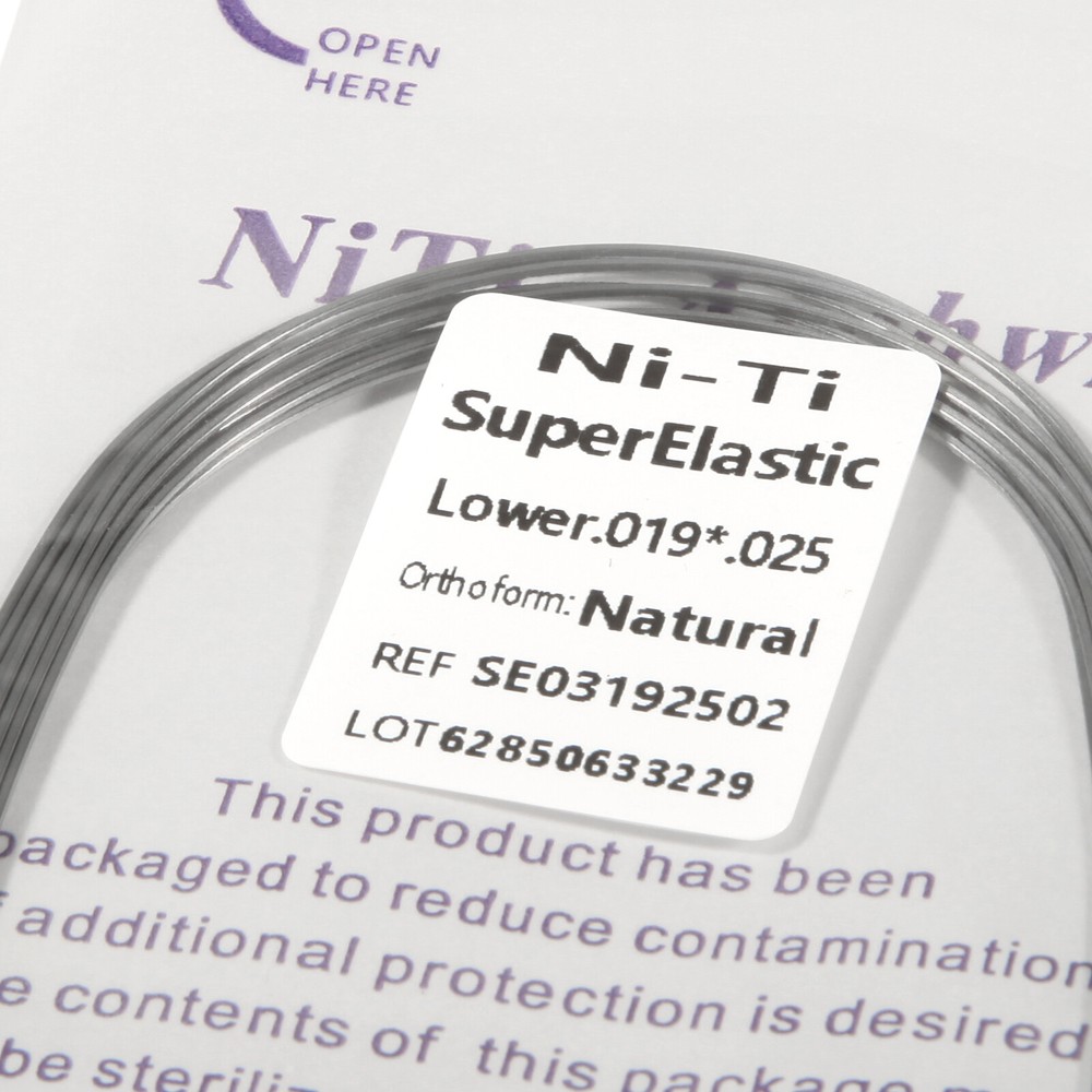 Dental Ortho Niti Natural Form Elastic Rectangular Arch Wires 19*25 Upper Lower