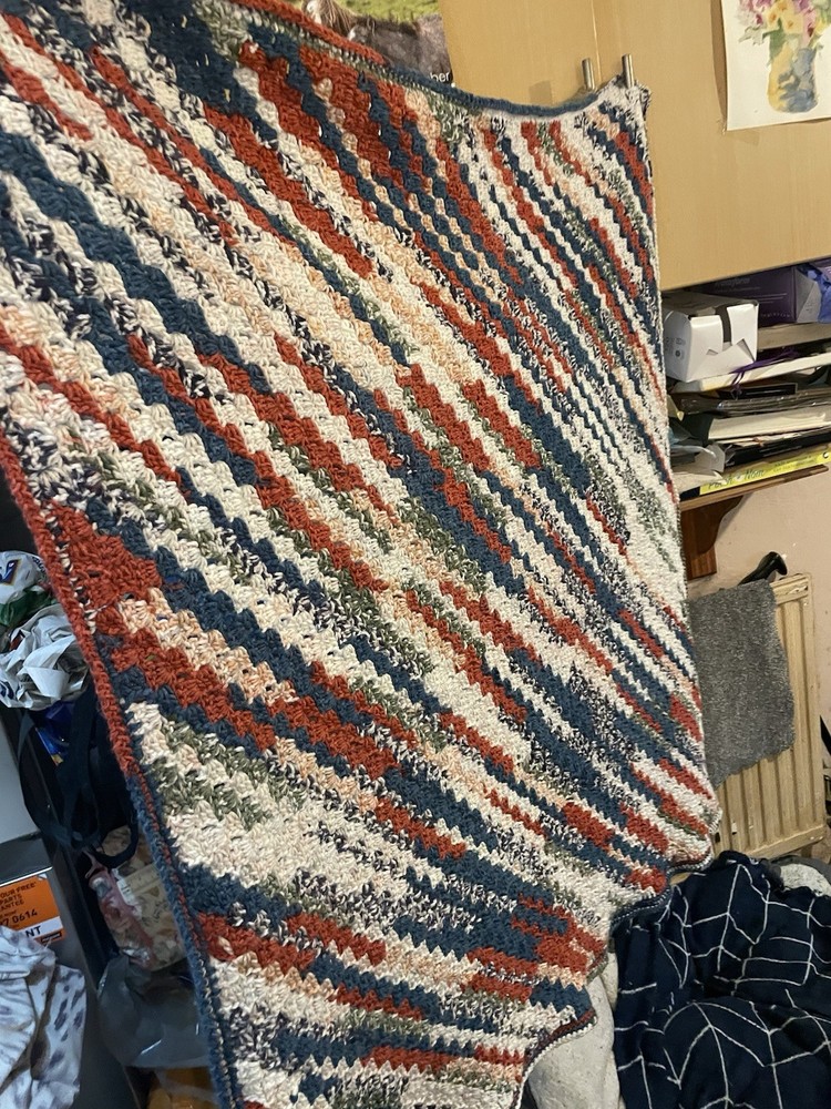 Handmade Multicoloured Crocheted Lap Blanket
