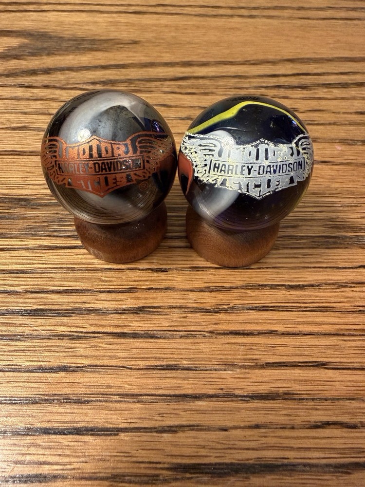 Vintage 2 Marbles w/ Harley-Davidson Logo