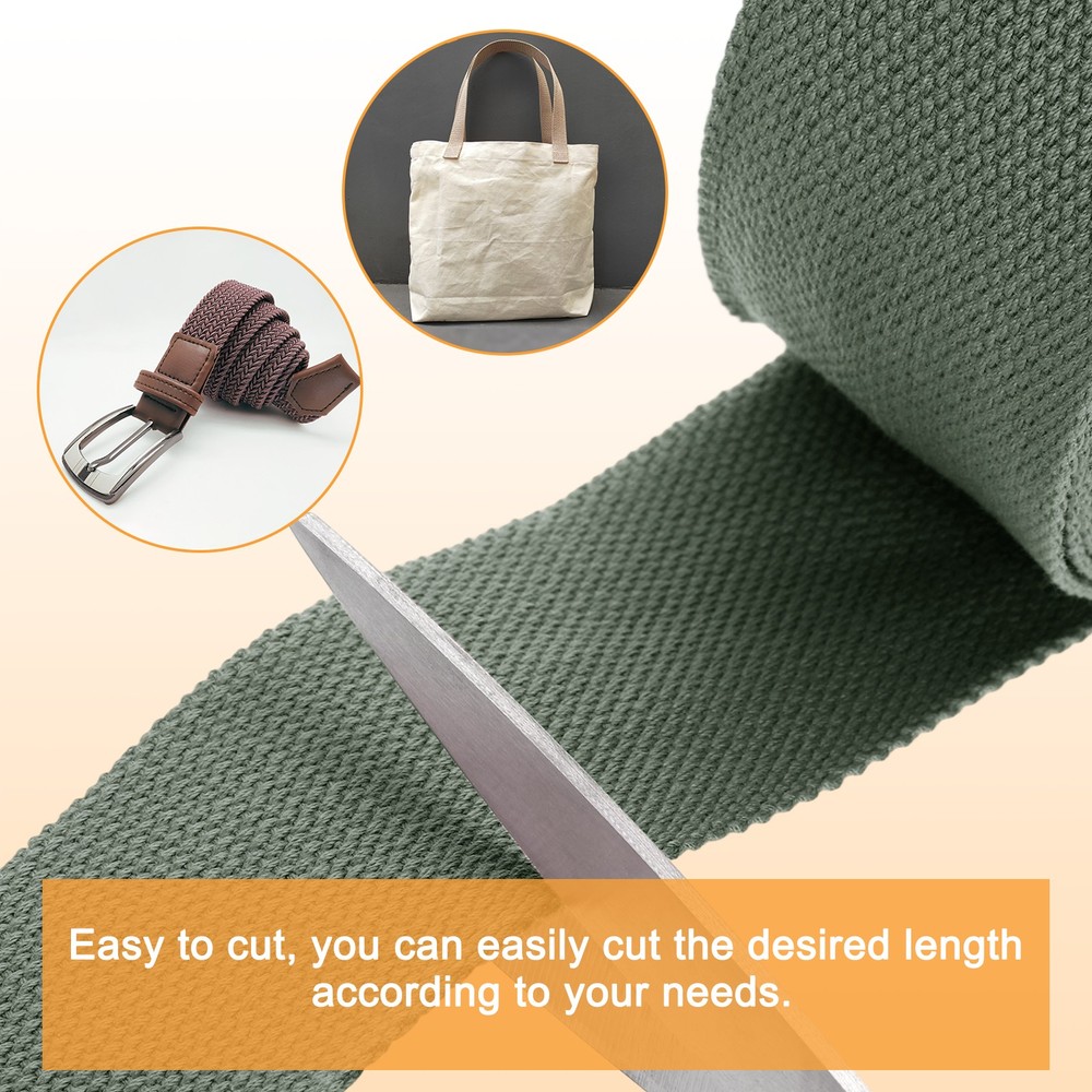 Cotton Webbing 2 Inch 11 Yard Polyester Cotton Webbing Strap, Grey