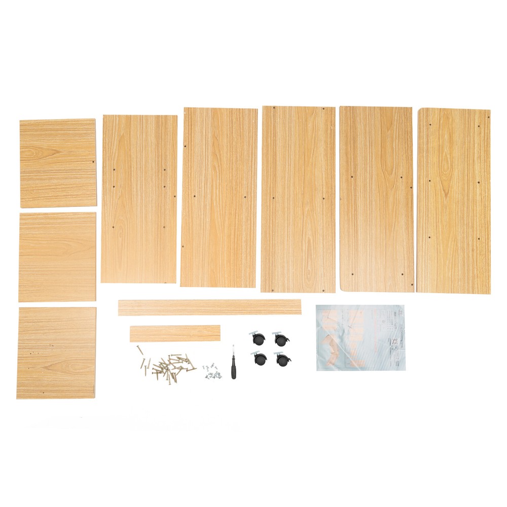 Filing Cabinet, Storage Shelf, Mobile Printer Stand Rubberwood