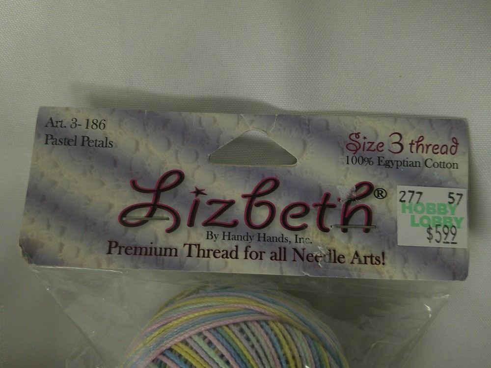 Lizbeth Size 3 Thread Egyptian Cotton Premium Thread PASTEL PETALS