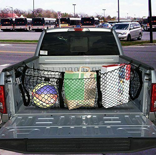 Stretchable Black Mesh 3 Pocket Trunk Cargo Organizer Bin Bag Storage Net Holder