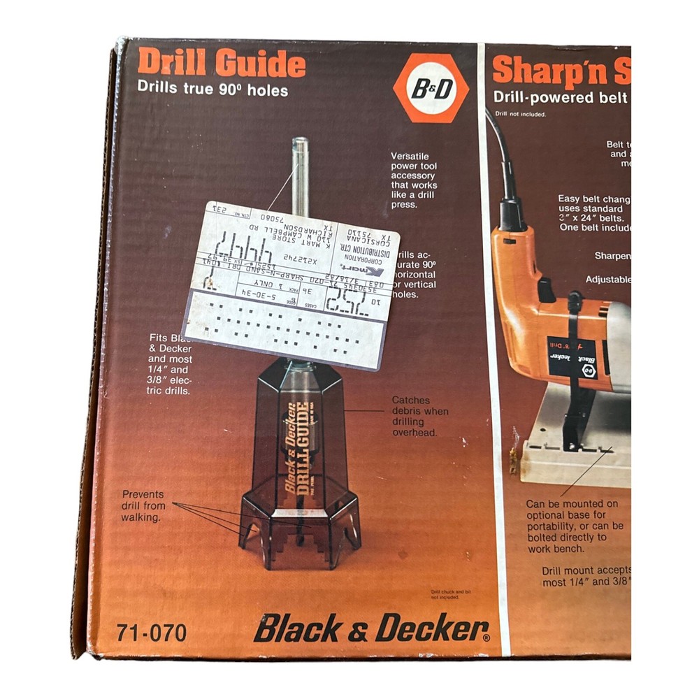Vintage Black & Decker Sharp n Sand Drill Powered Belt Sander/Drill Guide Combo