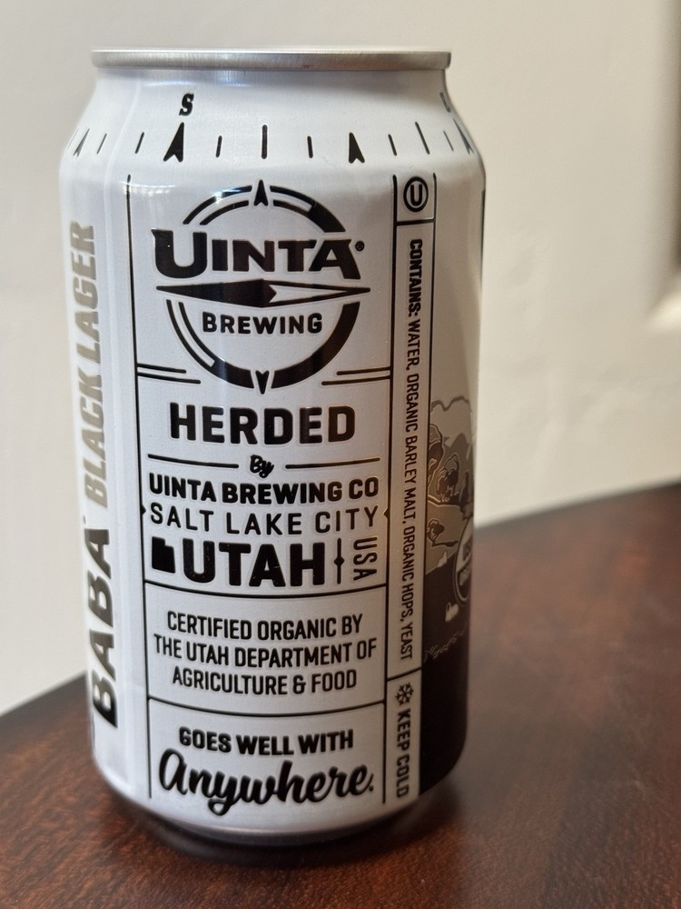 Uinta Baba Black Lager - sheep on can - Empty Beer Can Bottom Opened