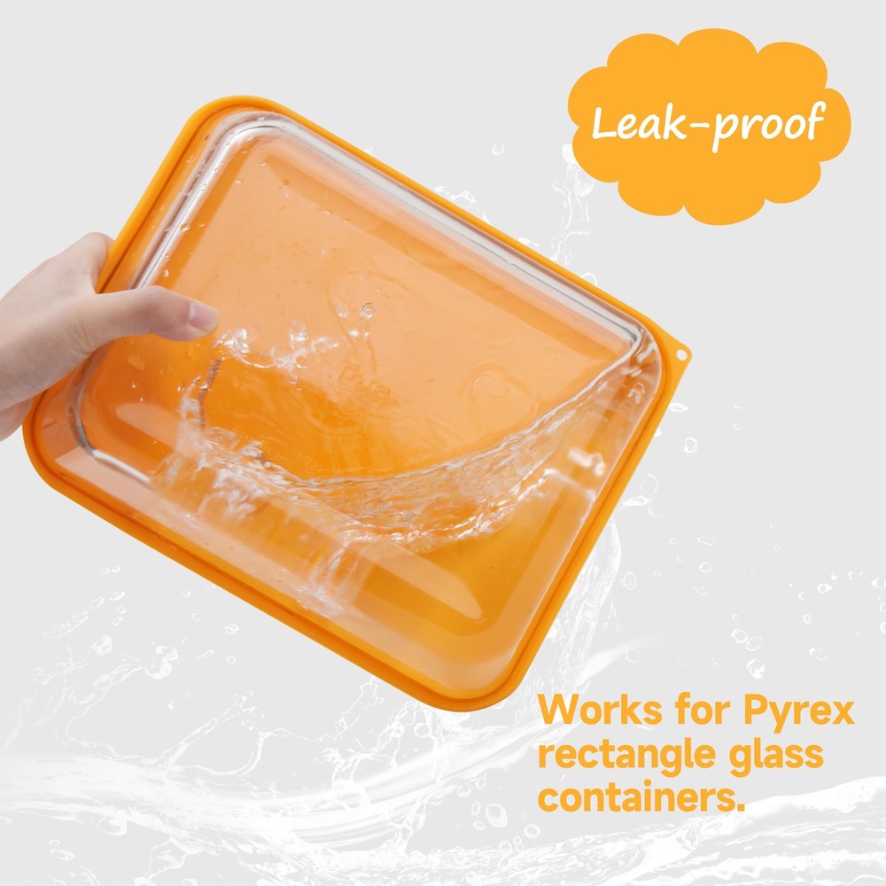 11 Cup Rectangle Silicone Storage Cover Lids Replacement for Pyrex 7212-PC Gl...