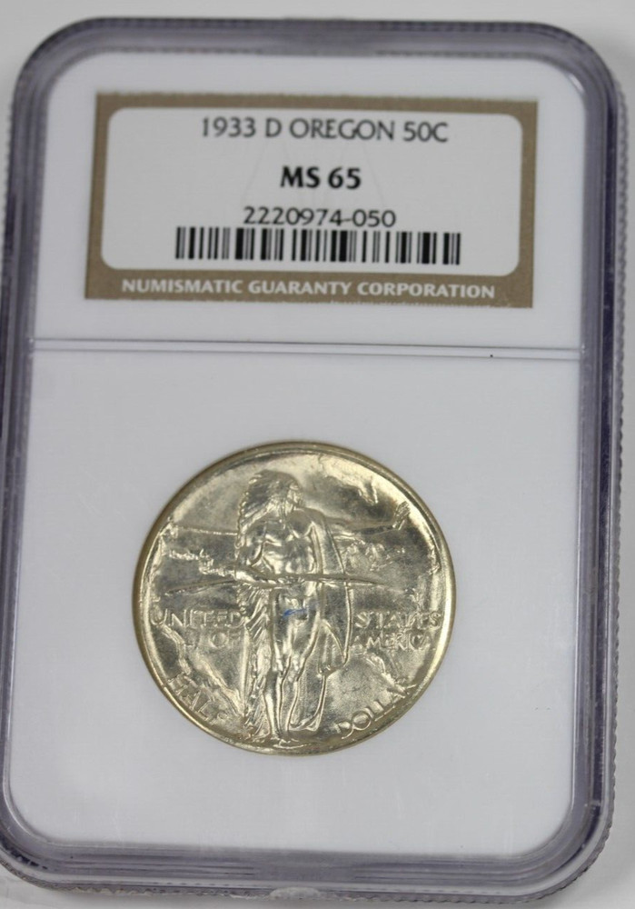 1933-D Oregon Trial Commemorative Half Dollar : NGC MS65