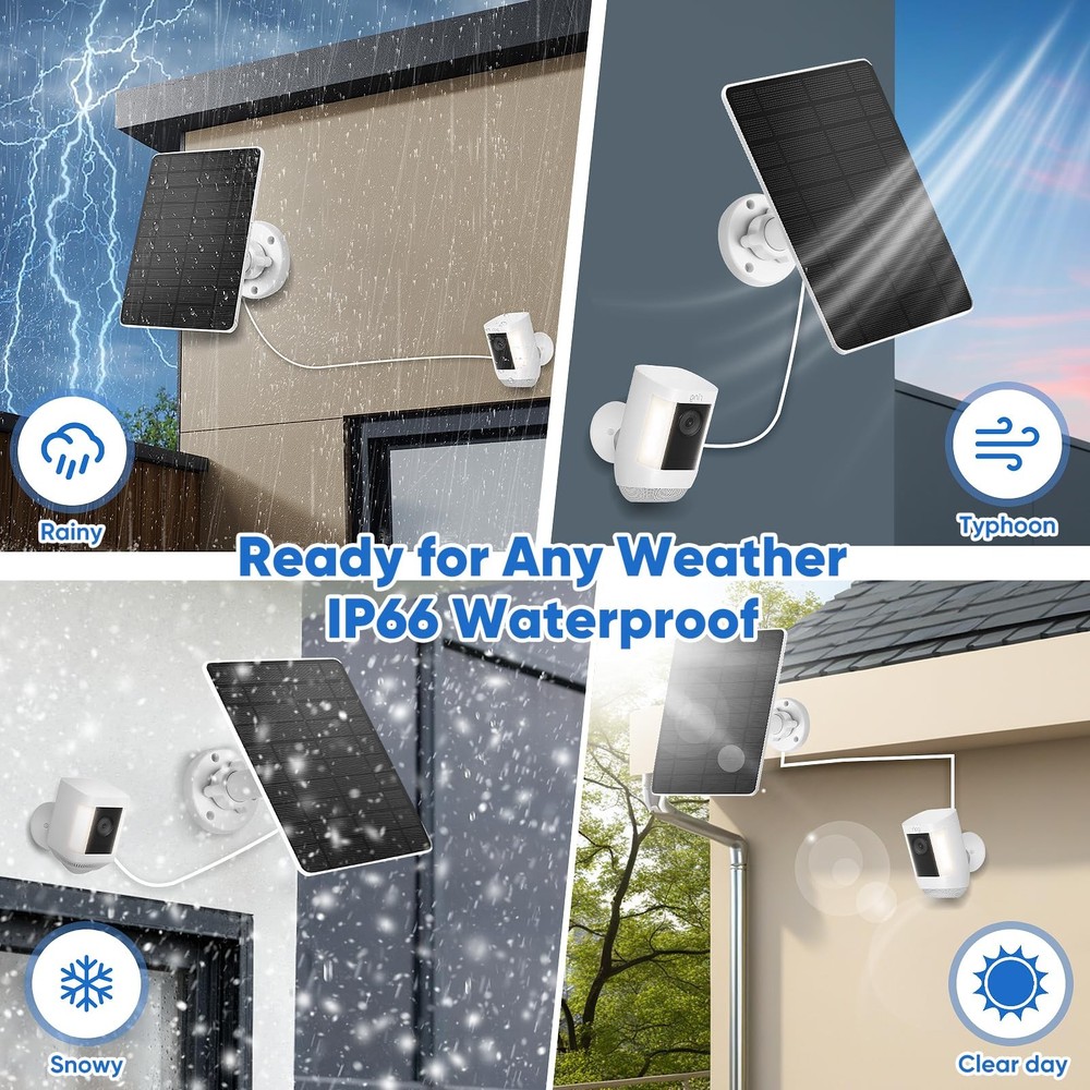 5W Solar Panel for Camera，Compatible with Spotlight Cam/Pro/Plus White