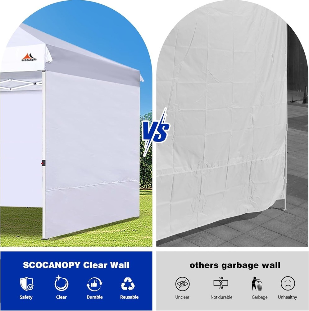Versatile 3-Pack White Canvas Canopy Sidewalls, 10x10 Waterproof Design
